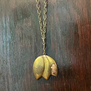 Brand New Lotus Pendant Necklace! Pendant made of Distressed Antique Brass